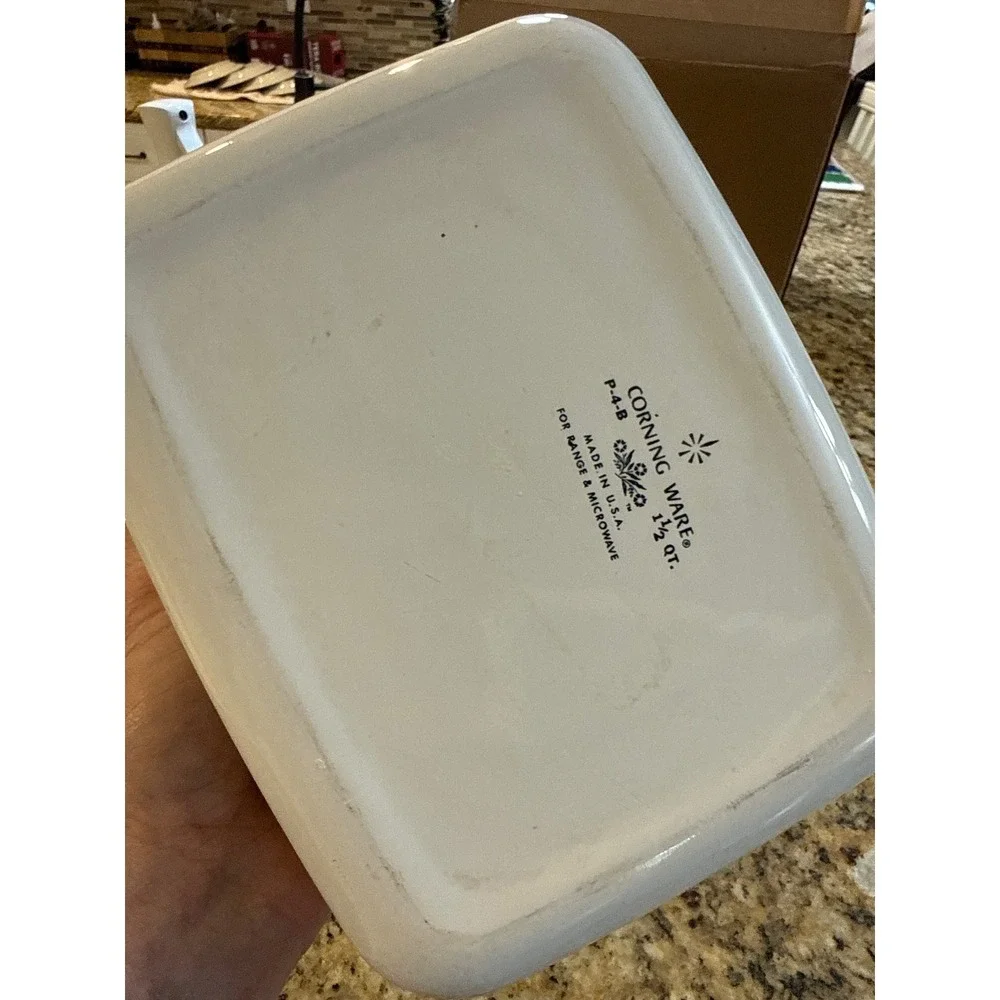 Corning Ware Blue Cornflower P-4-B 1.5 QT Casserole Dish Square Baker Pyroceram